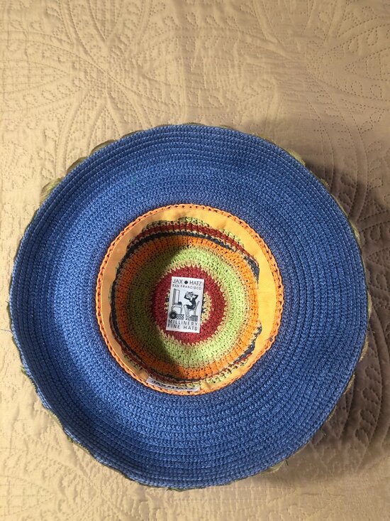 Rare Vintage Jax Hatz SF Floral Topiary Dome Straw Cocktail Hat MCM Style Retro main image 6